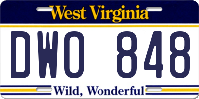 WV license plate DWO848