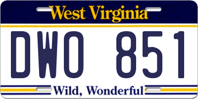 WV license plate DWO851