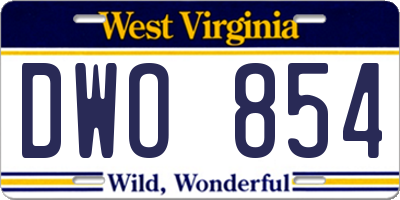 WV license plate DWO854