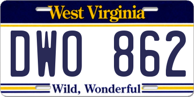 WV license plate DWO862