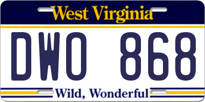 WV license plate DWO868