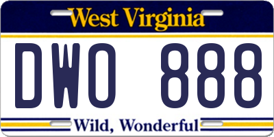 WV license plate DWO888