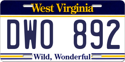WV license plate DWO892