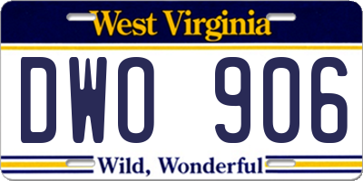 WV license plate DWO906