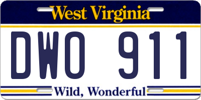 WV license plate DWO911