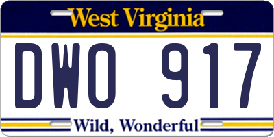 WV license plate DWO917