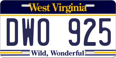 WV license plate DWO925