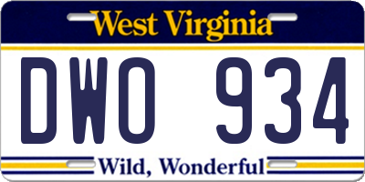 WV license plate DWO934
