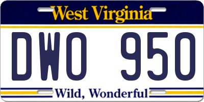 WV license plate DWO950
