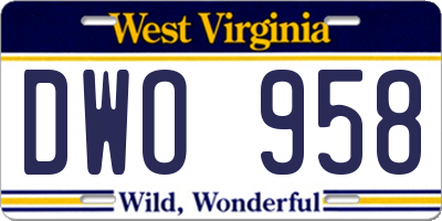WV license plate DWO958