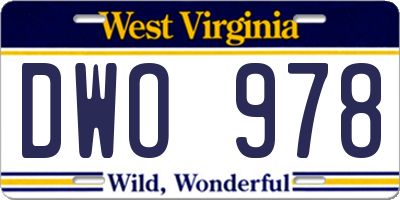 WV license plate DWO978