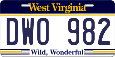 WV license plate DWO982