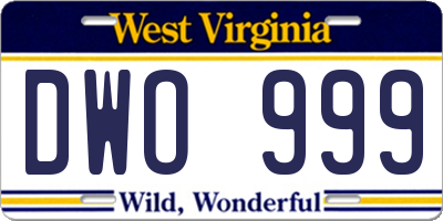 WV license plate DWO999