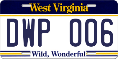 WV license plate DWP006