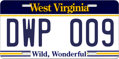 WV license plate DWP009