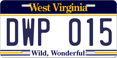 WV license plate DWP015