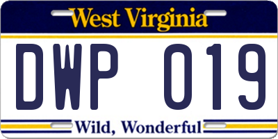 WV license plate DWP019