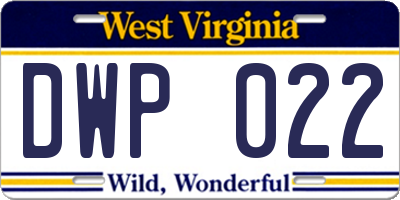 WV license plate DWP022