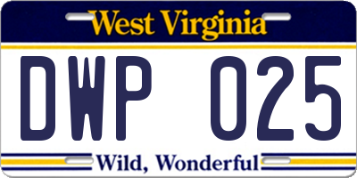 WV license plate DWP025