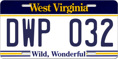 WV license plate DWP032
