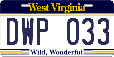 WV license plate DWP033