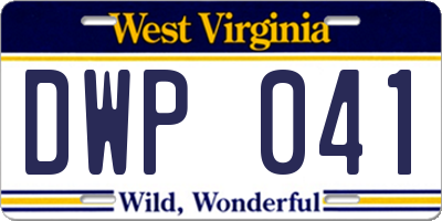 WV license plate DWP041