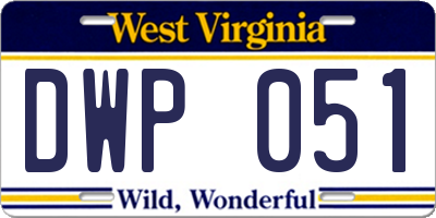WV license plate DWP051