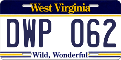 WV license plate DWP062