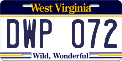 WV license plate DWP072