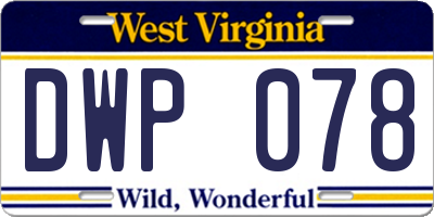 WV license plate DWP078
