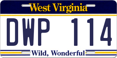 WV license plate DWP114