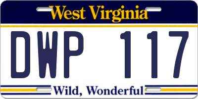 WV license plate DWP117