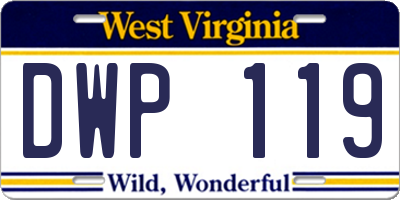 WV license plate DWP119