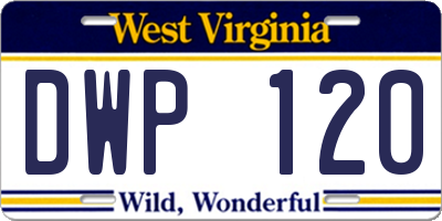 WV license plate DWP120