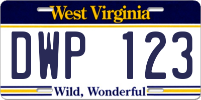 WV license plate DWP123