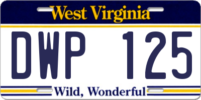 WV license plate DWP125
