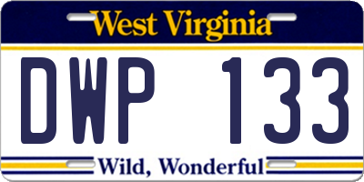 WV license plate DWP133