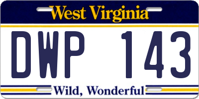WV license plate DWP143