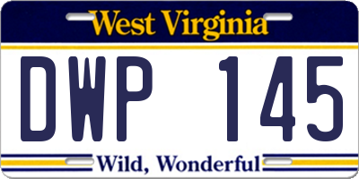 WV license plate DWP145