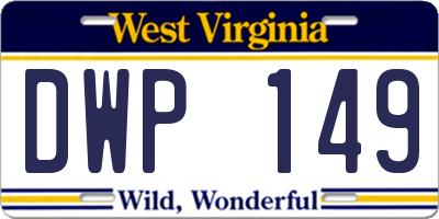 WV license plate DWP149