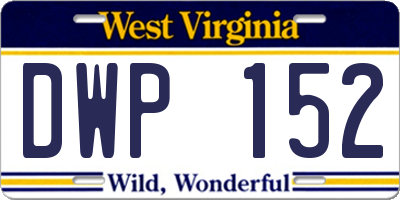 WV license plate DWP152