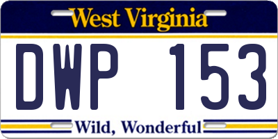 WV license plate DWP153