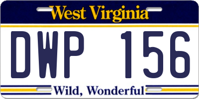 WV license plate DWP156