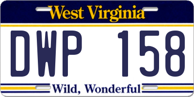 WV license plate DWP158