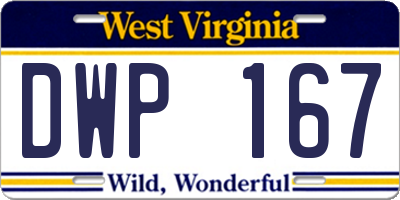 WV license plate DWP167