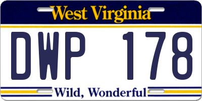 WV license plate DWP178