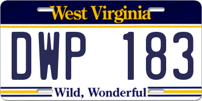 WV license plate DWP183