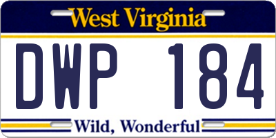WV license plate DWP184