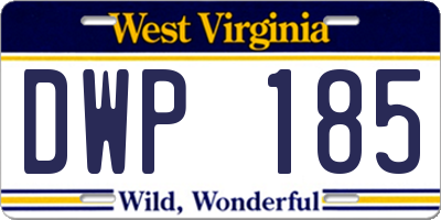 WV license plate DWP185
