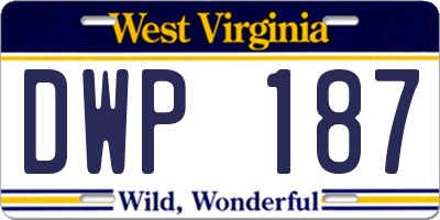 WV license plate DWP187
